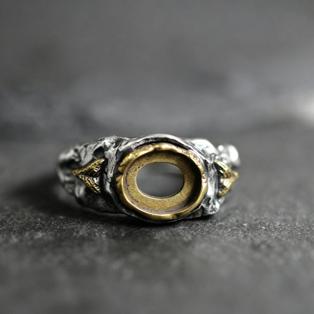 925 Sterling Silver Retro Textured Turquoise Ring