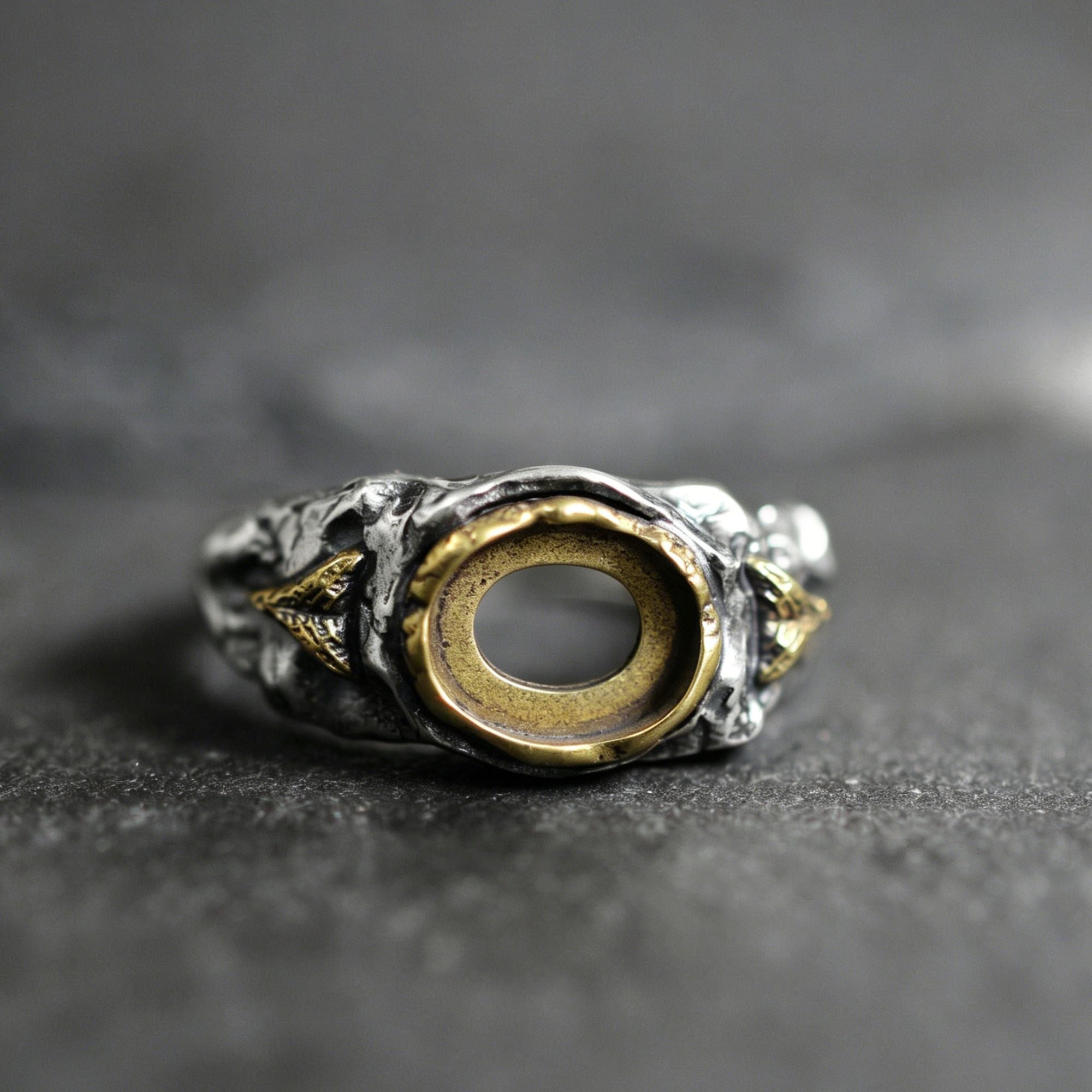 925 Sterling Silver Retro Textured Turquoise Ring