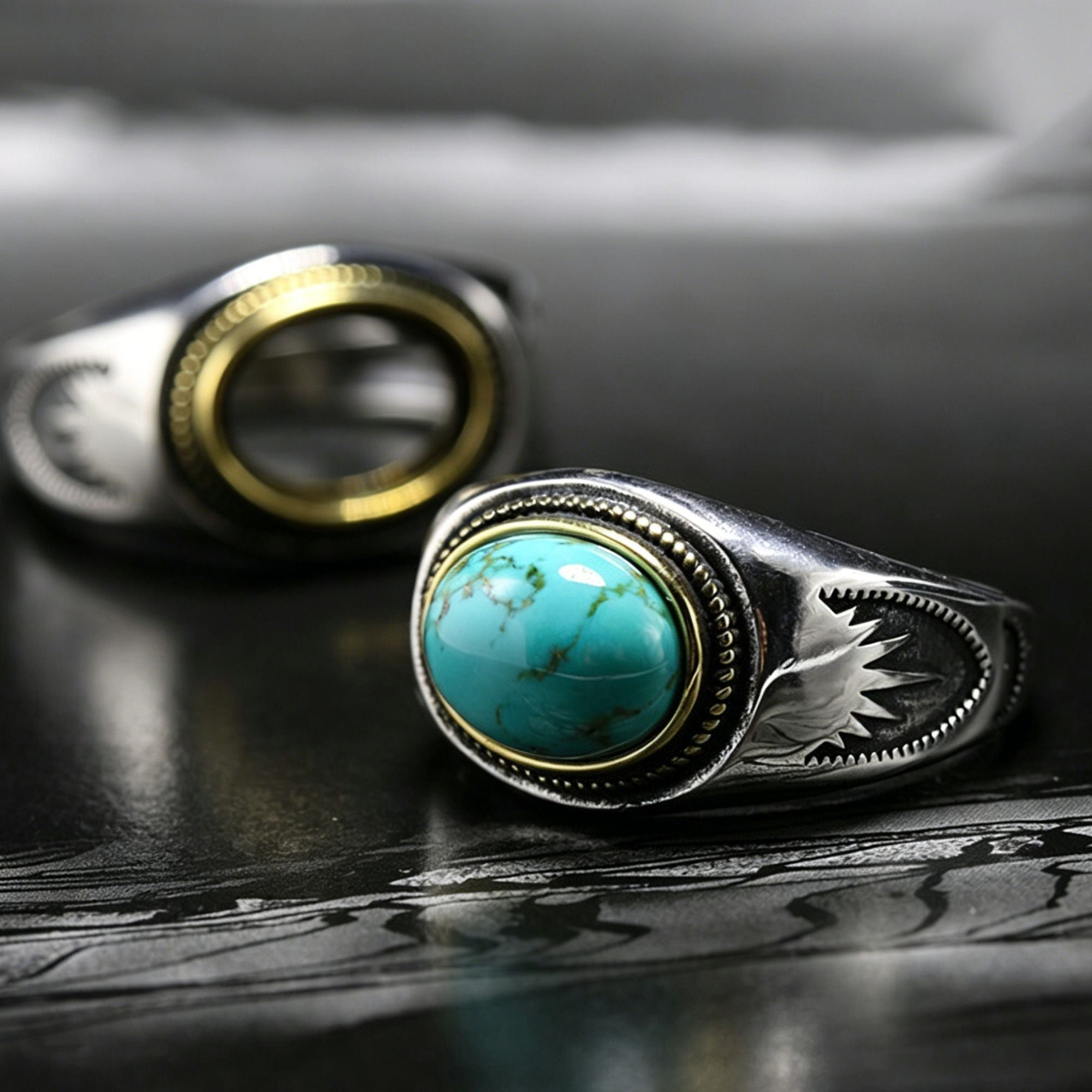 925 Sterling Silver Oval Turquoise Statement Ring