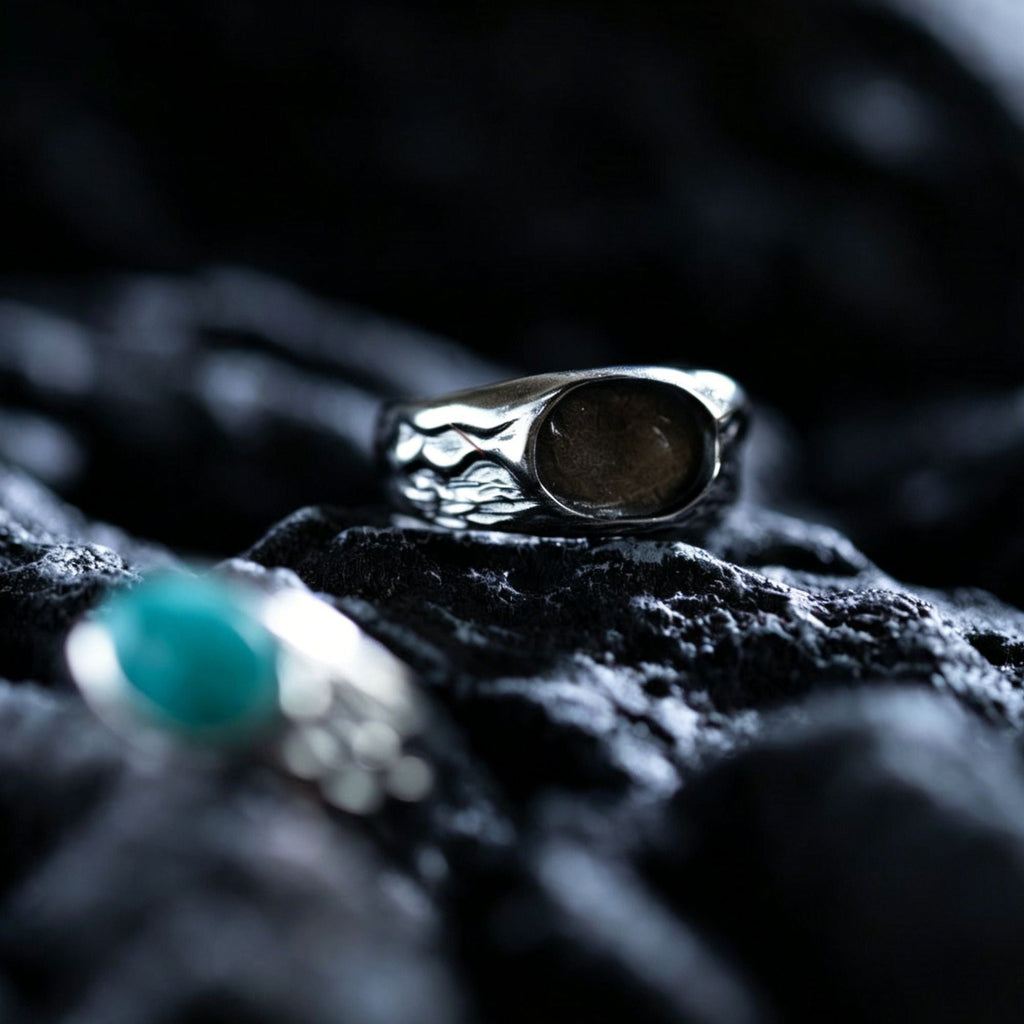 925 Sterling Silver Hand Forged Turquoise Statement Ring