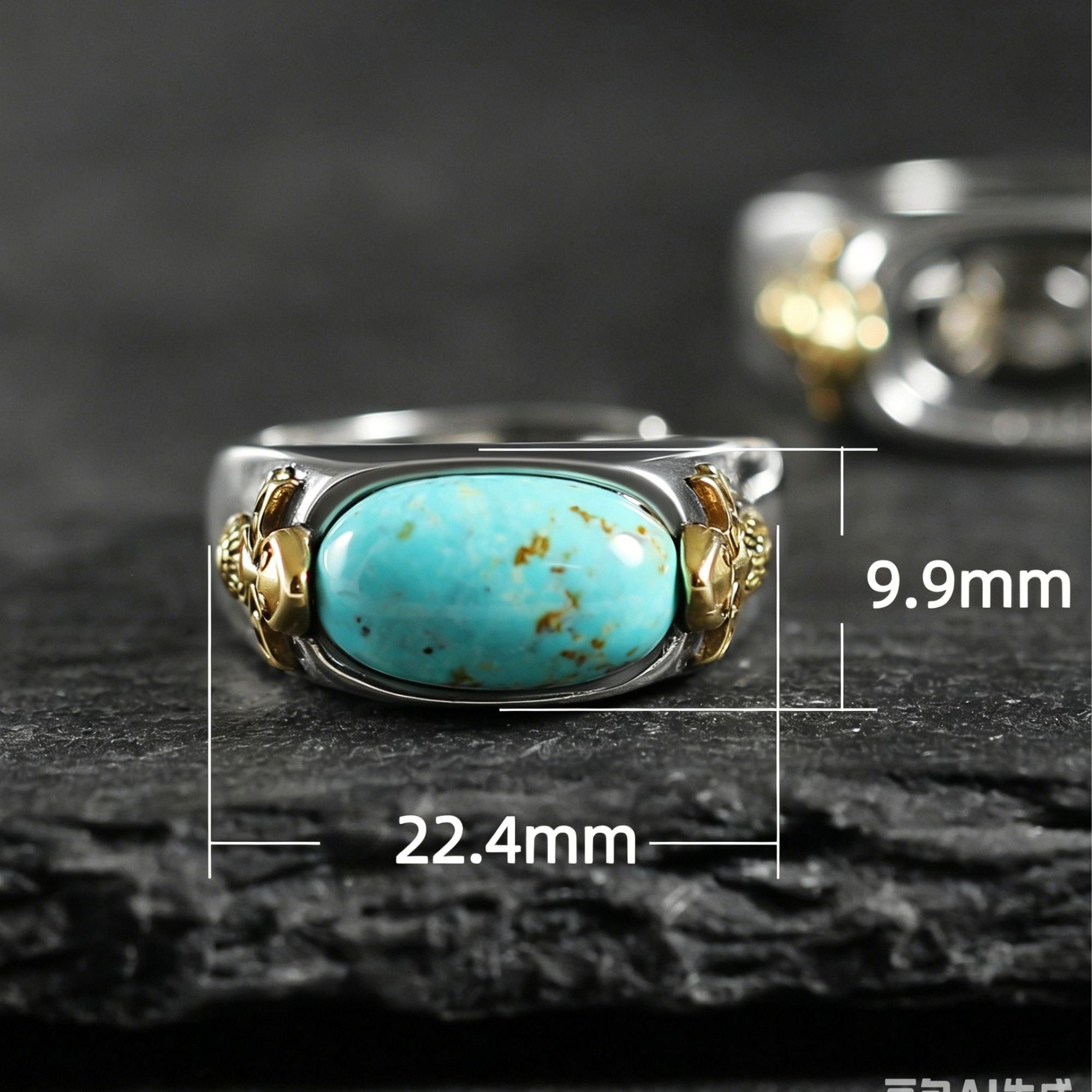 925 Sterling Silver Oval Turquoise Adjustable Band
