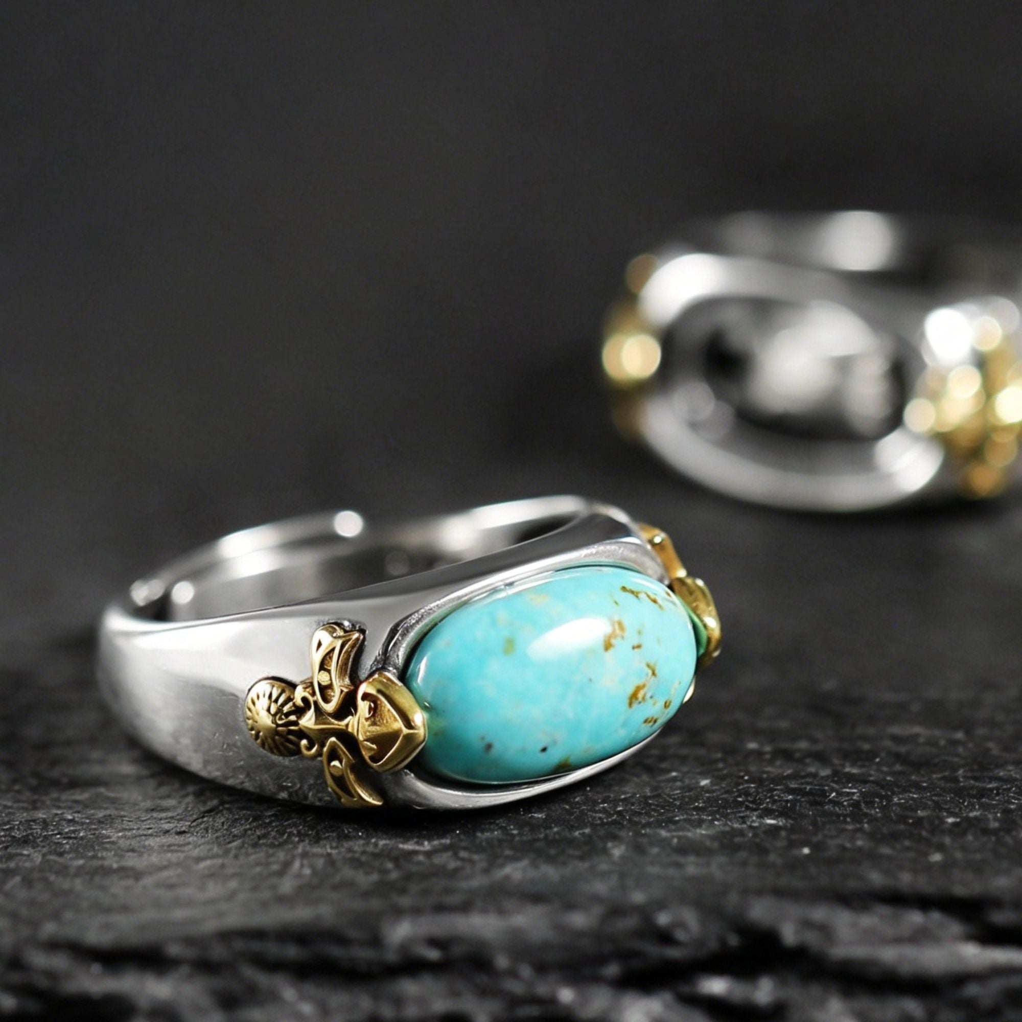 925 Sterling Silver Oval Turquoise Adjustable Band