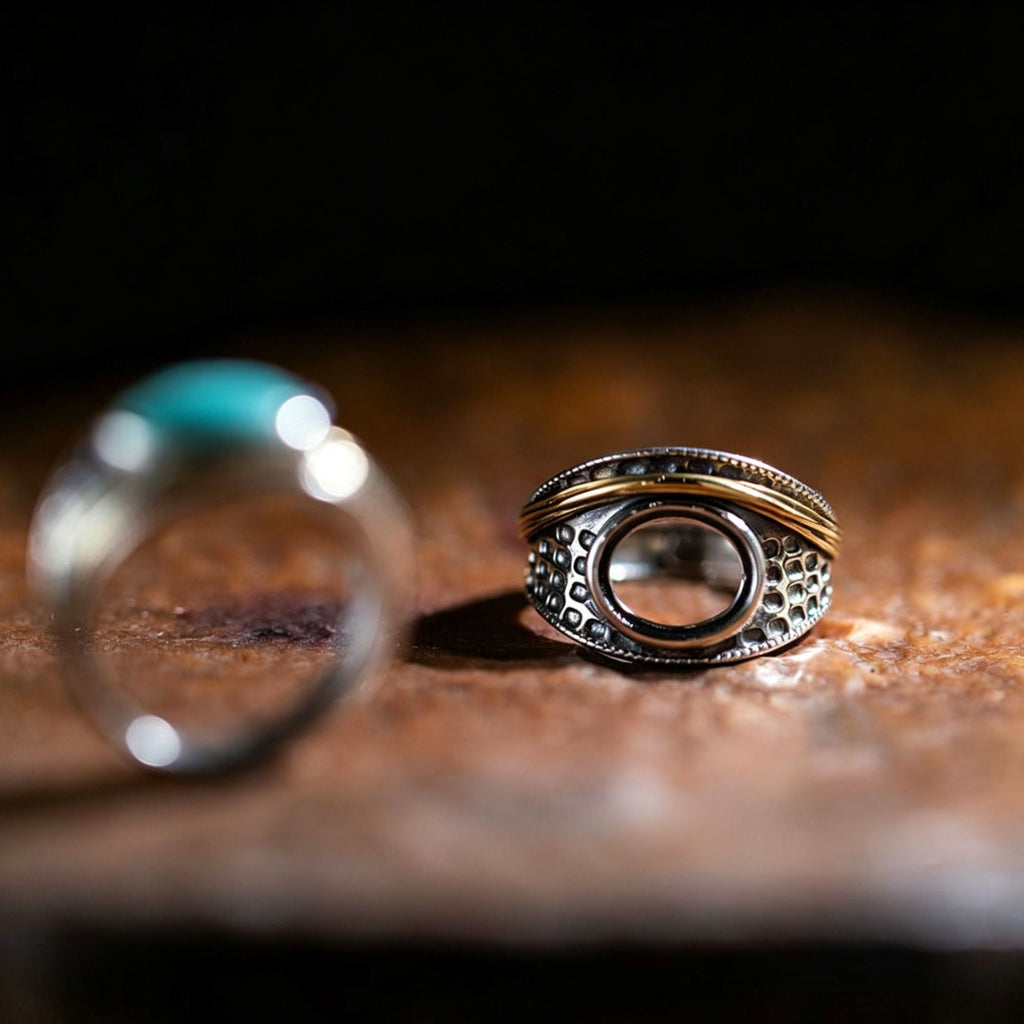 Honeycomb Turquoise Ring 925 Sterling Silver