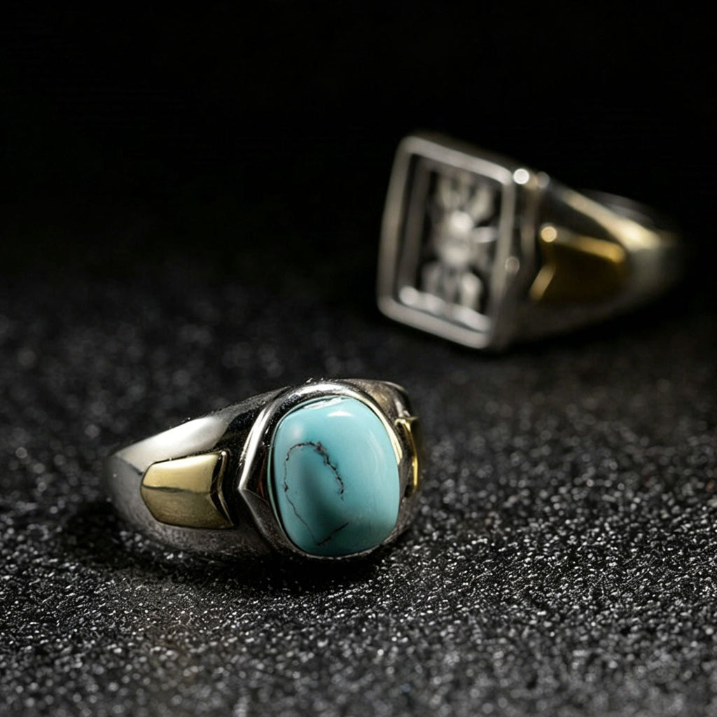 Curved Band Turquoise Statement Ring 925 Sterling Silver