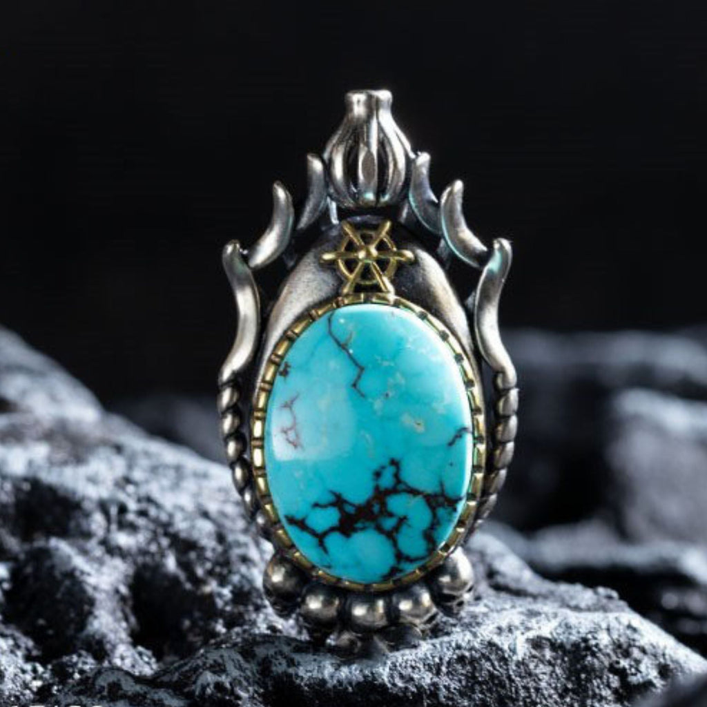 925 Sterling Silver Flame Wing Turquoise Pendant