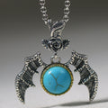 925 Sterling Silver Devil Wing Rose Turquoise Pendant