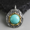 925 Sterling Silver Irregular Disc Turquoise Charm