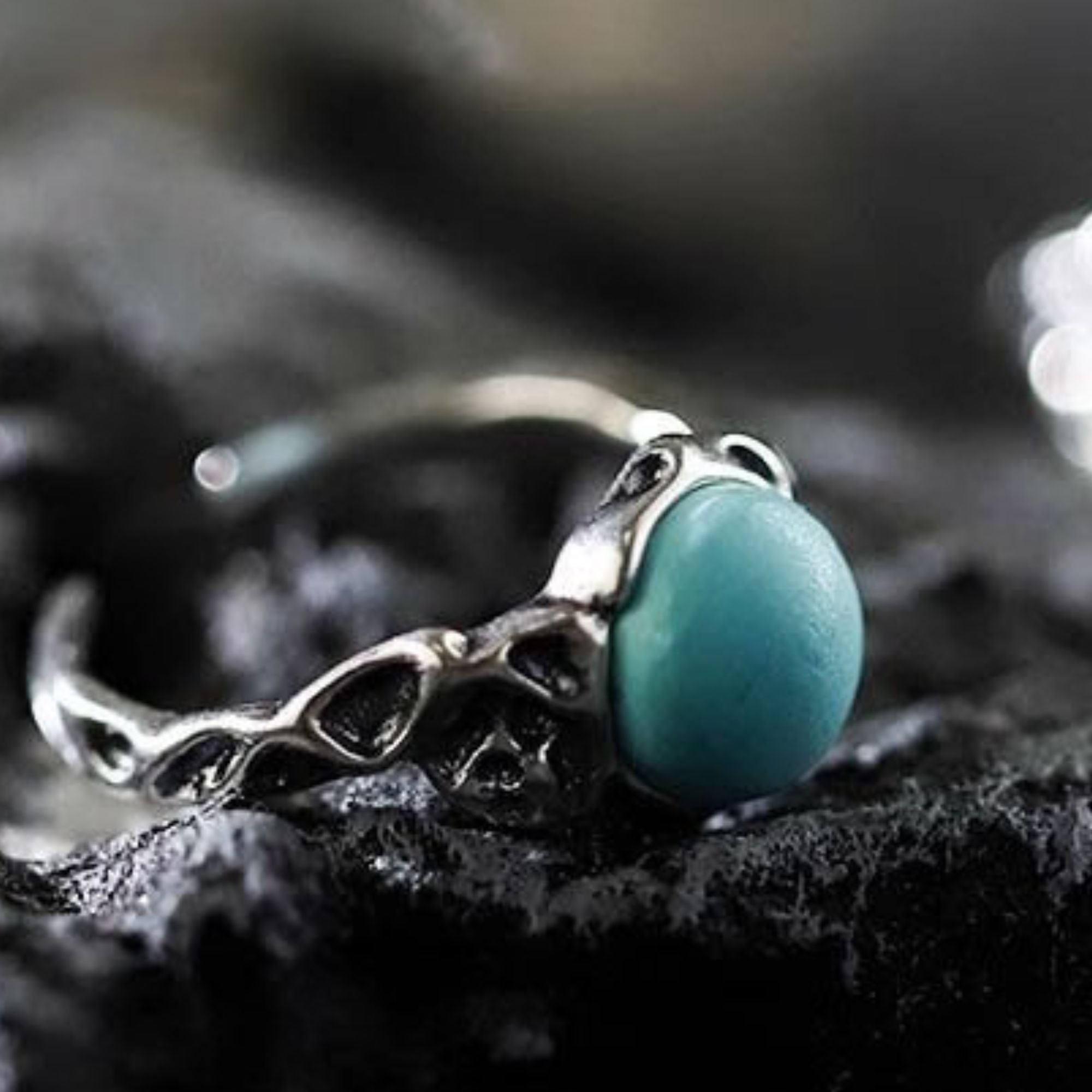 Irregular Hollow Turquoise Ring 925 Sterling Silver