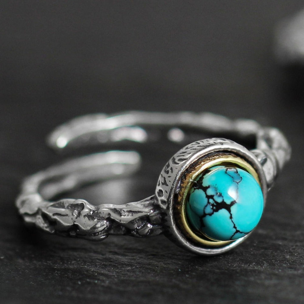 Twisted Branch Turquoise 925 Sterling Silver Ring