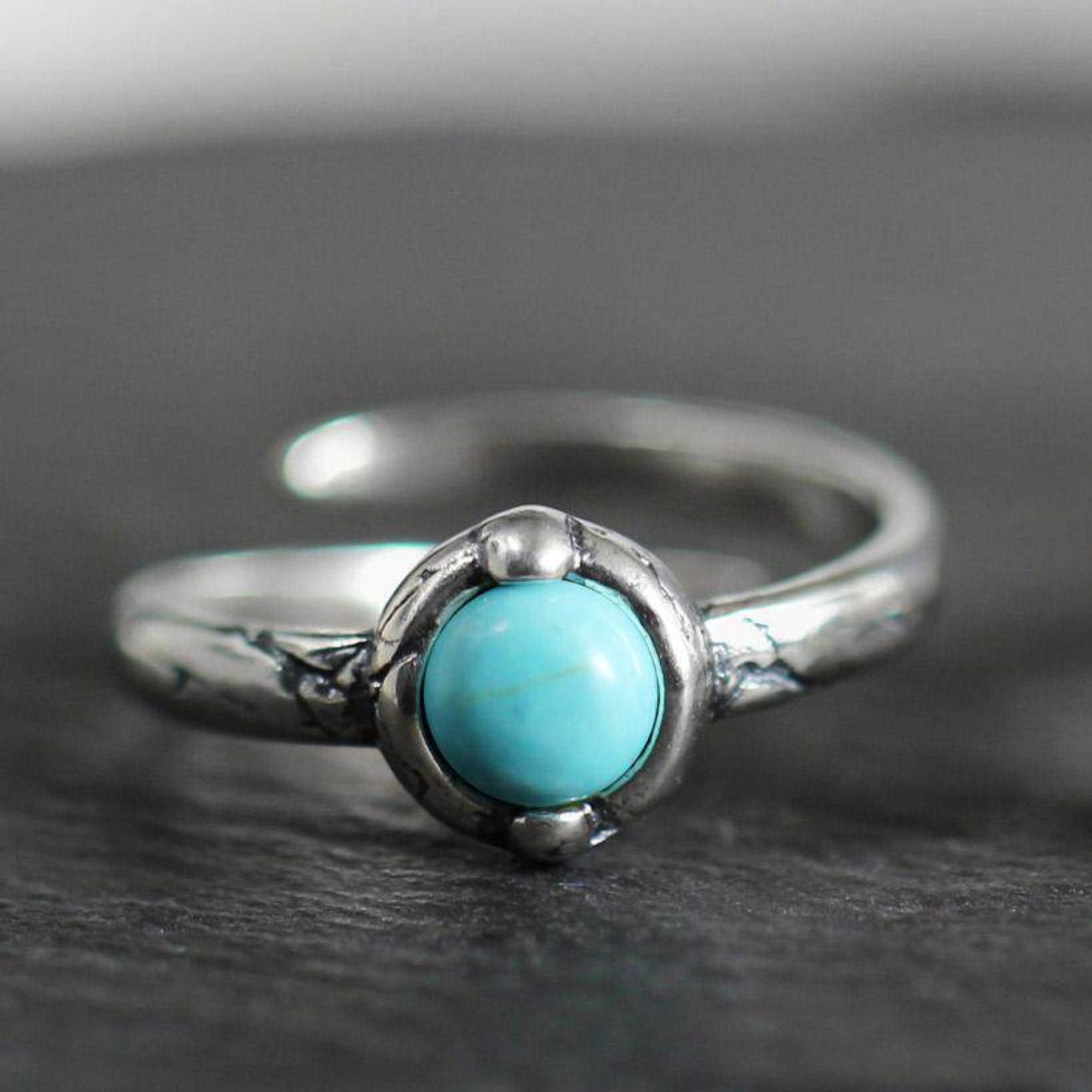 925 Sterling Silver Rock Crack Turquoise Open Ring