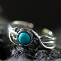 925 Sterling Silver Twisted Branch Turquoise Open Ring
