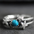 925 Sterling Silver Starburst Turquoise Open Ring