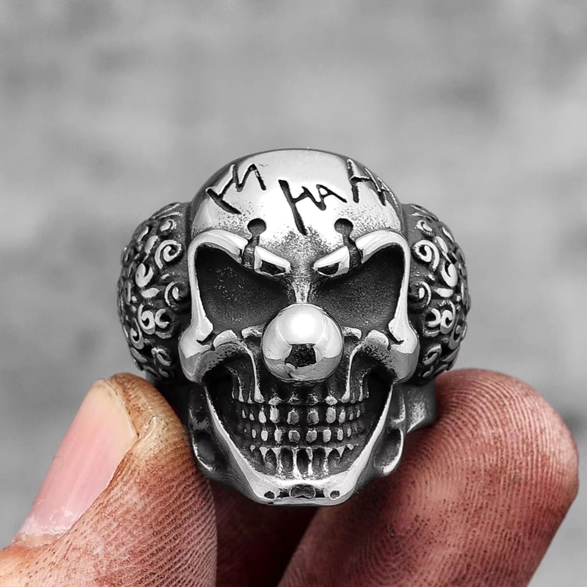 Evil Clown Skull Stainless Steel Ring