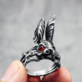 Gothic Red-Eyed Rabbit Vine Stainless Steel Ring