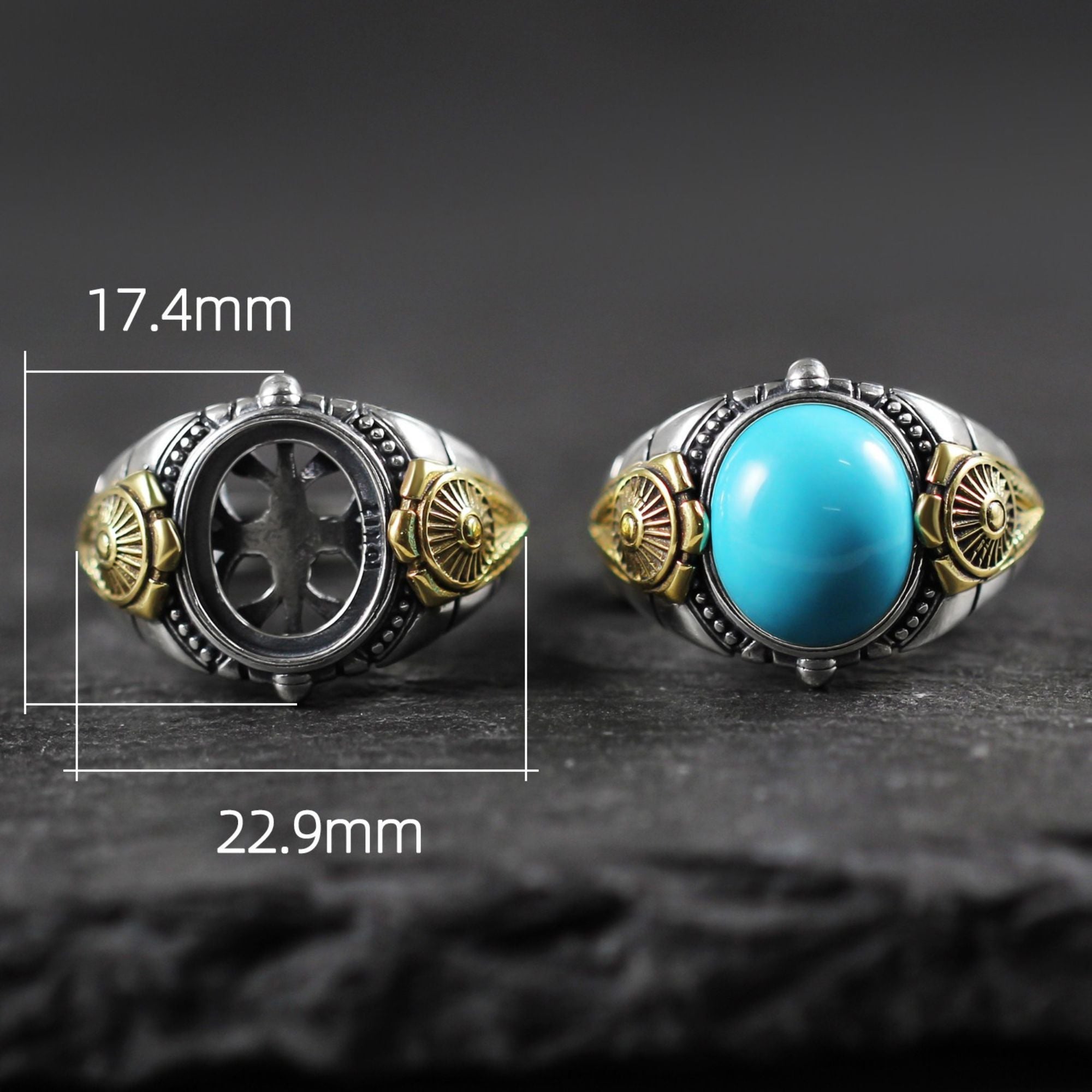Sun Motif Round Turquoise 925 Sterling Silver Ring