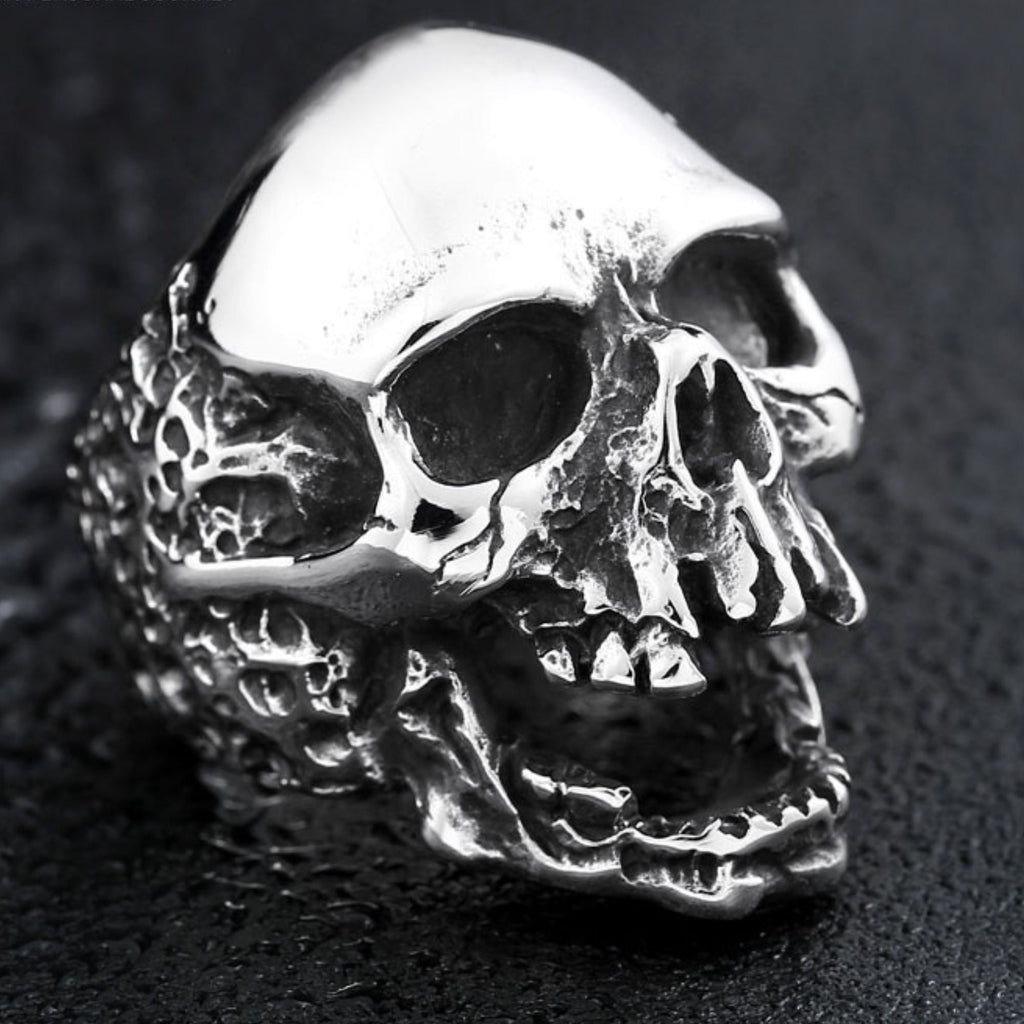 Eroded Broken Skull Statement Ring