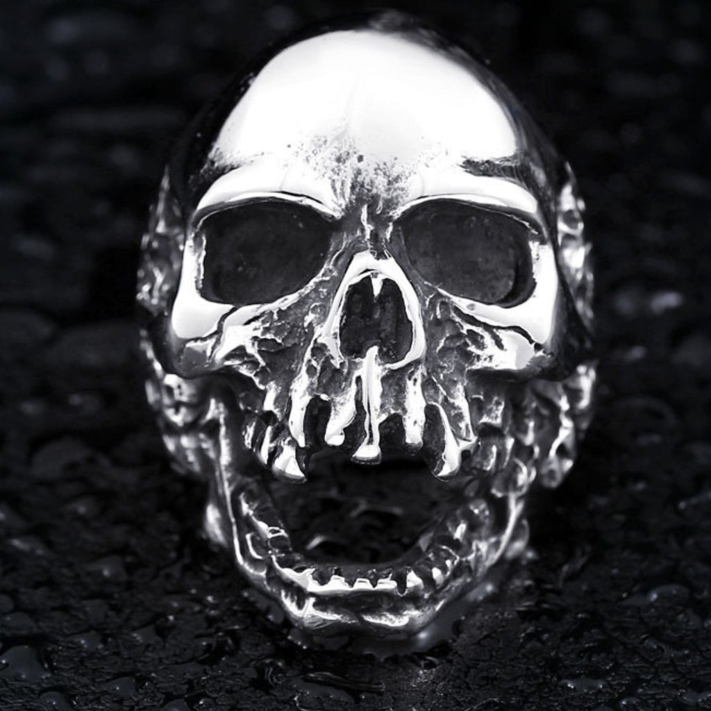Eroded Broken Skull Statement Ring