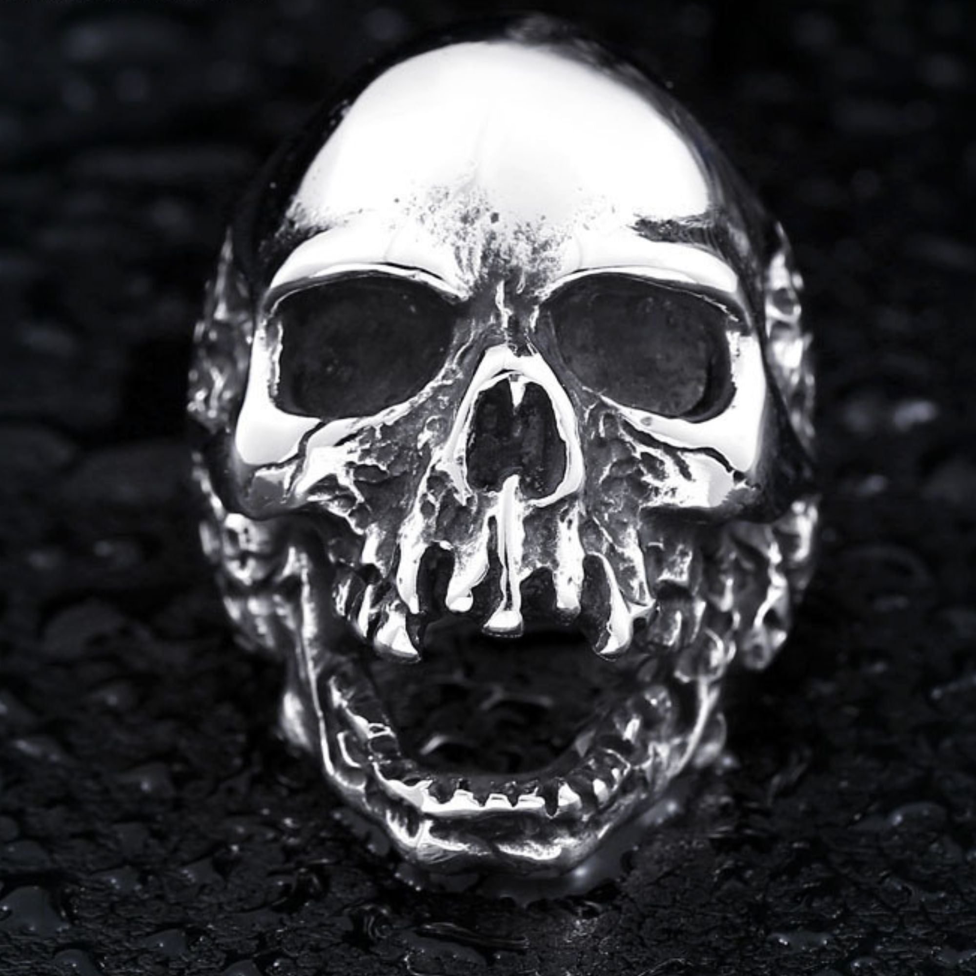 Eroded Broken Skull Statement Ring