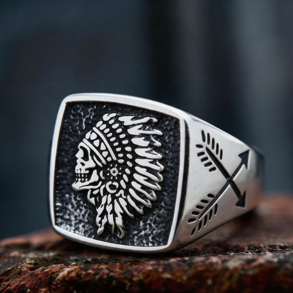 Vintage Indian Chief Skull Ring