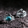 Natural Turquoise Twig Leaf Open Setting 925 Sterling Silver Ring