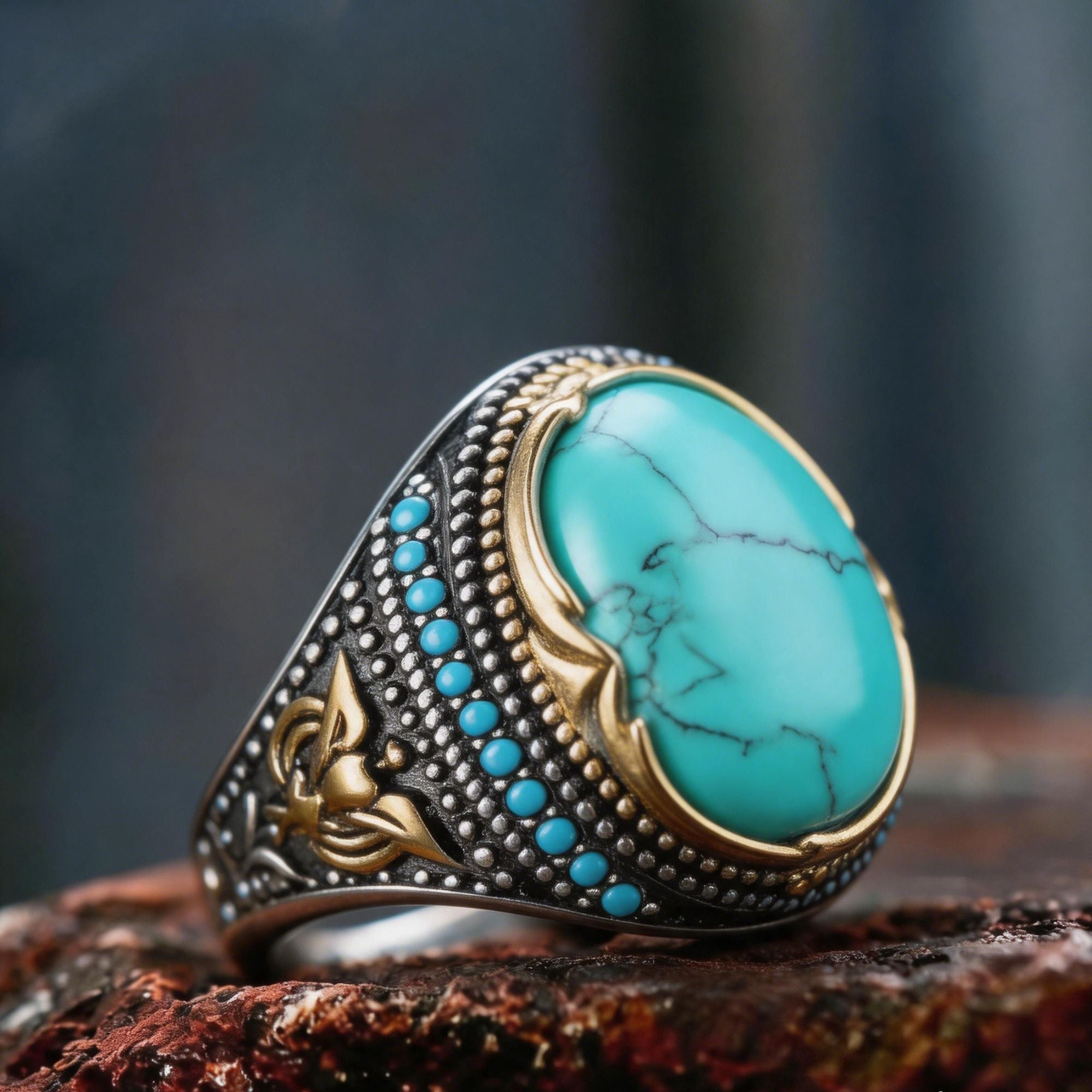 Turquoise Stainless Steel Ring