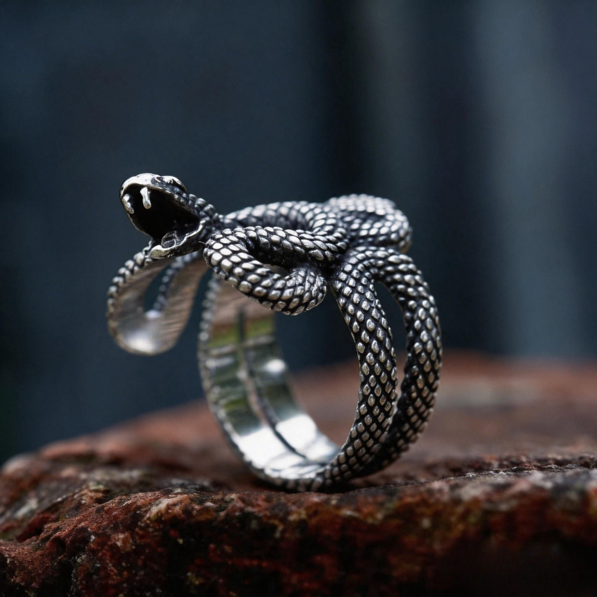 3D Coiled Snake Stainless Steel Ring