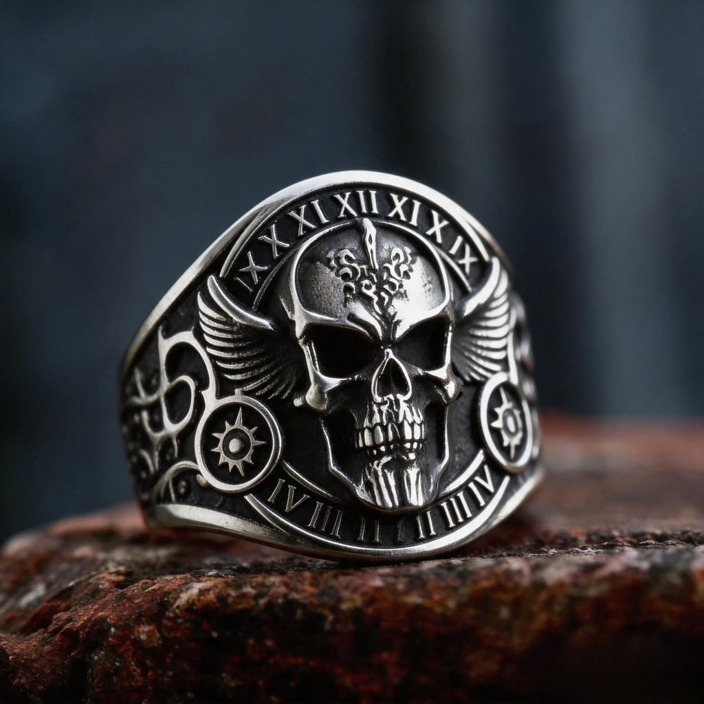 Vintage Motorcycle Style Skull Stainless Steel Ring