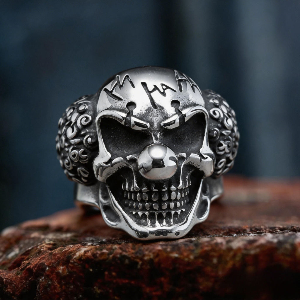 Evil Clown Skull Stainless Steel Ring