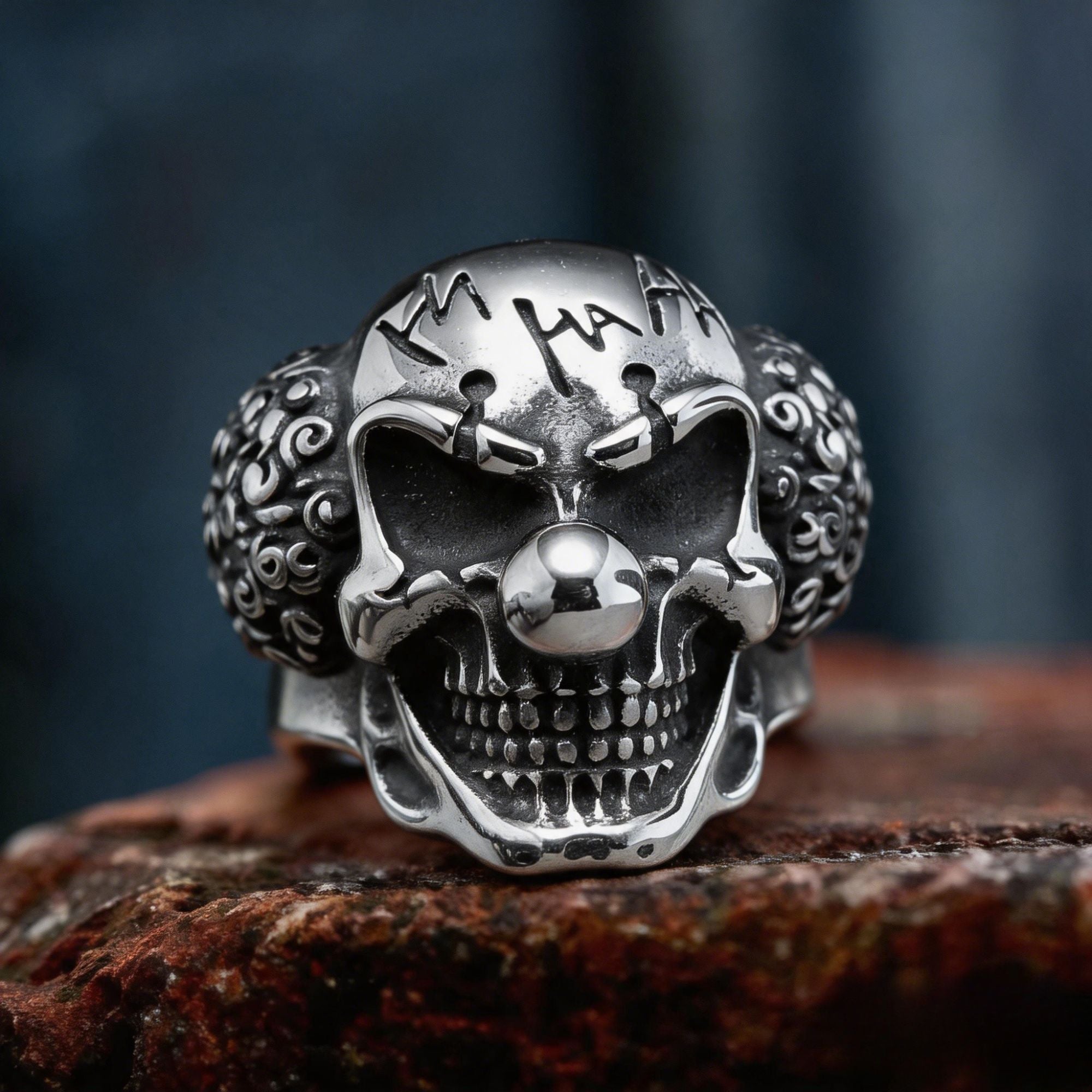 Evil Clown Skull Stainless Steel Ring