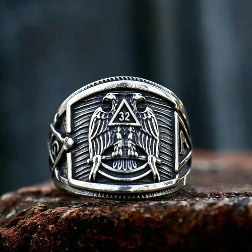 32nd Degree Scottish Rite Double Eagle Stainless Steel Ring