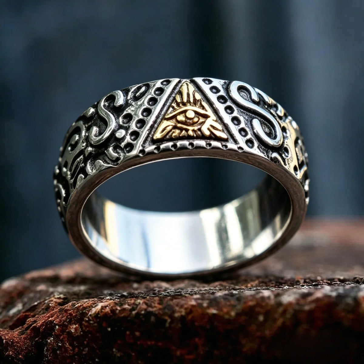 Triangle Eye Of Providence Stainless Steel Masonic Ring