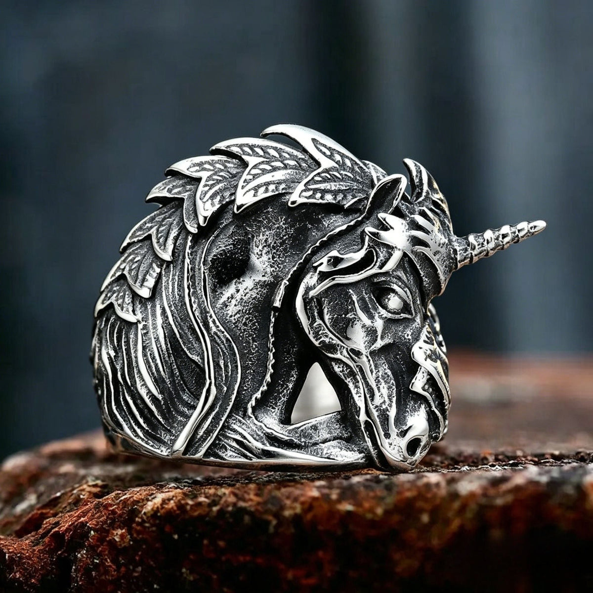 Vintage 3D Unicorn Stainless Steel Ring