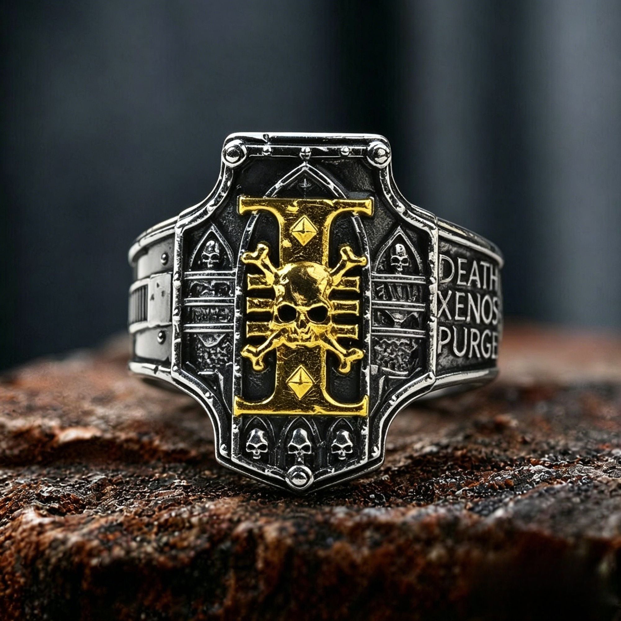 Inquisitorial Skull Shield Copper Ring