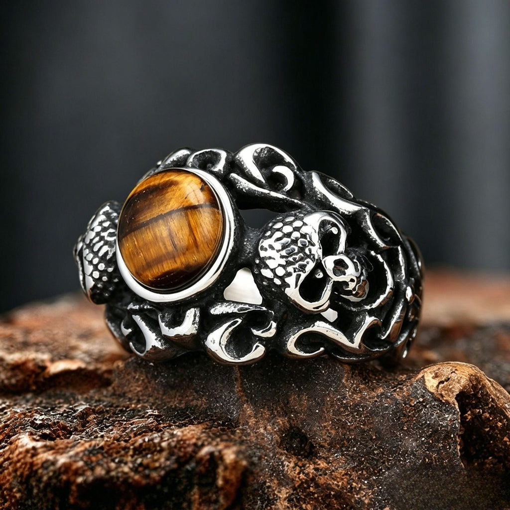 Gemstone Skull Stainless Steel Ring