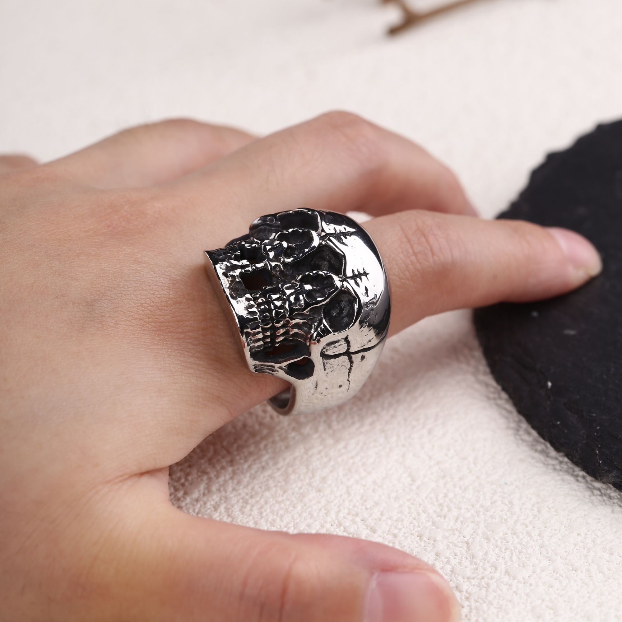 Merging Skull Stainless Steel Ring