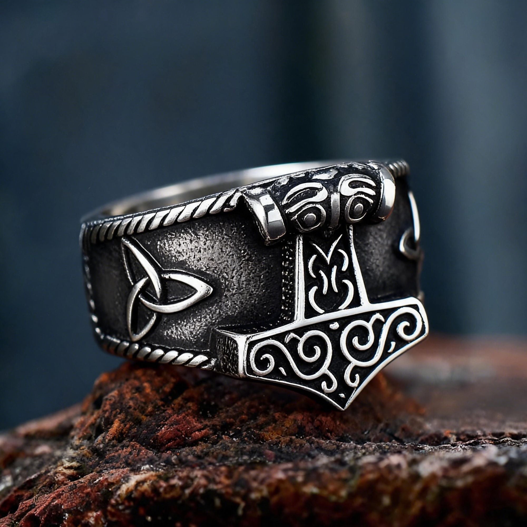 Mjolnir Trinity Knot Stainless Steel Ring