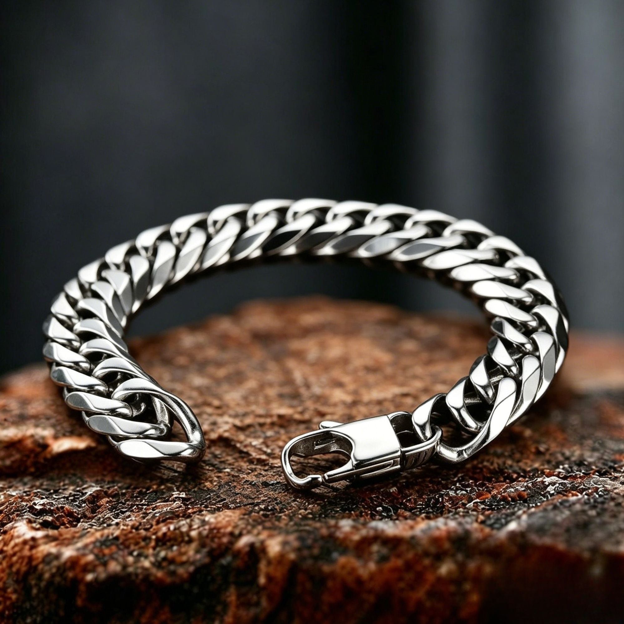 Diamond Cut Cuban Link Stainless Steel Bracelet