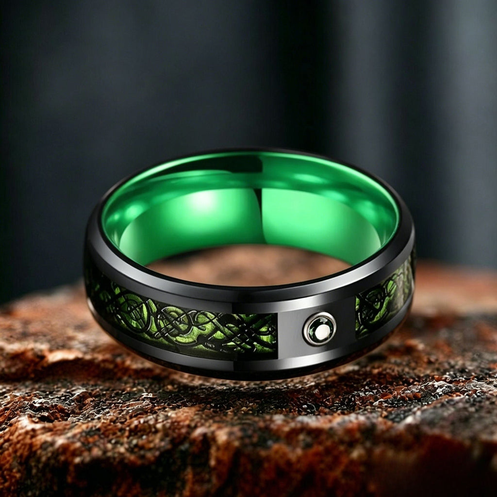 Celtic Dragon Carbon Fiber Ring Band