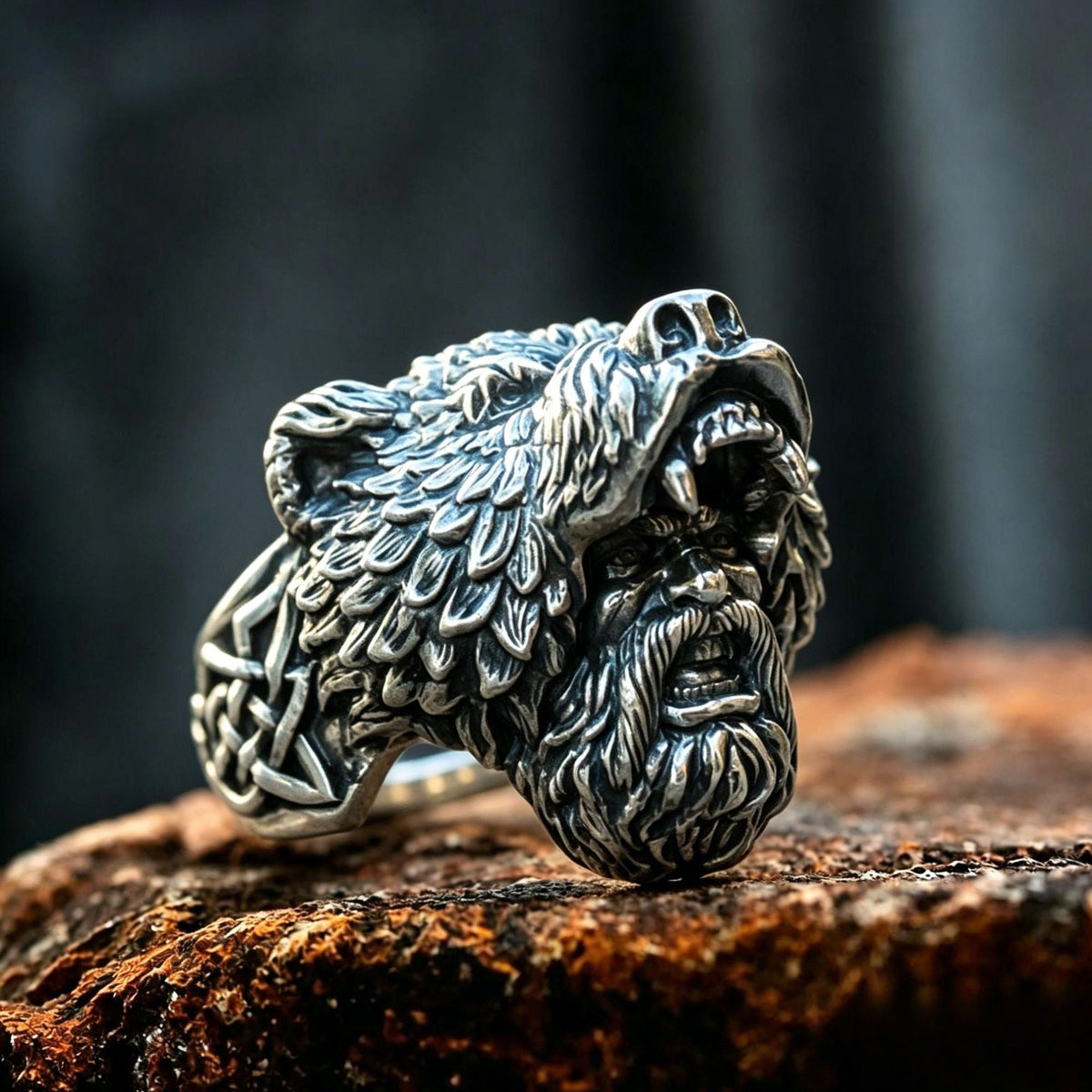 Bear Warrior Stainless Steel Biker Ring