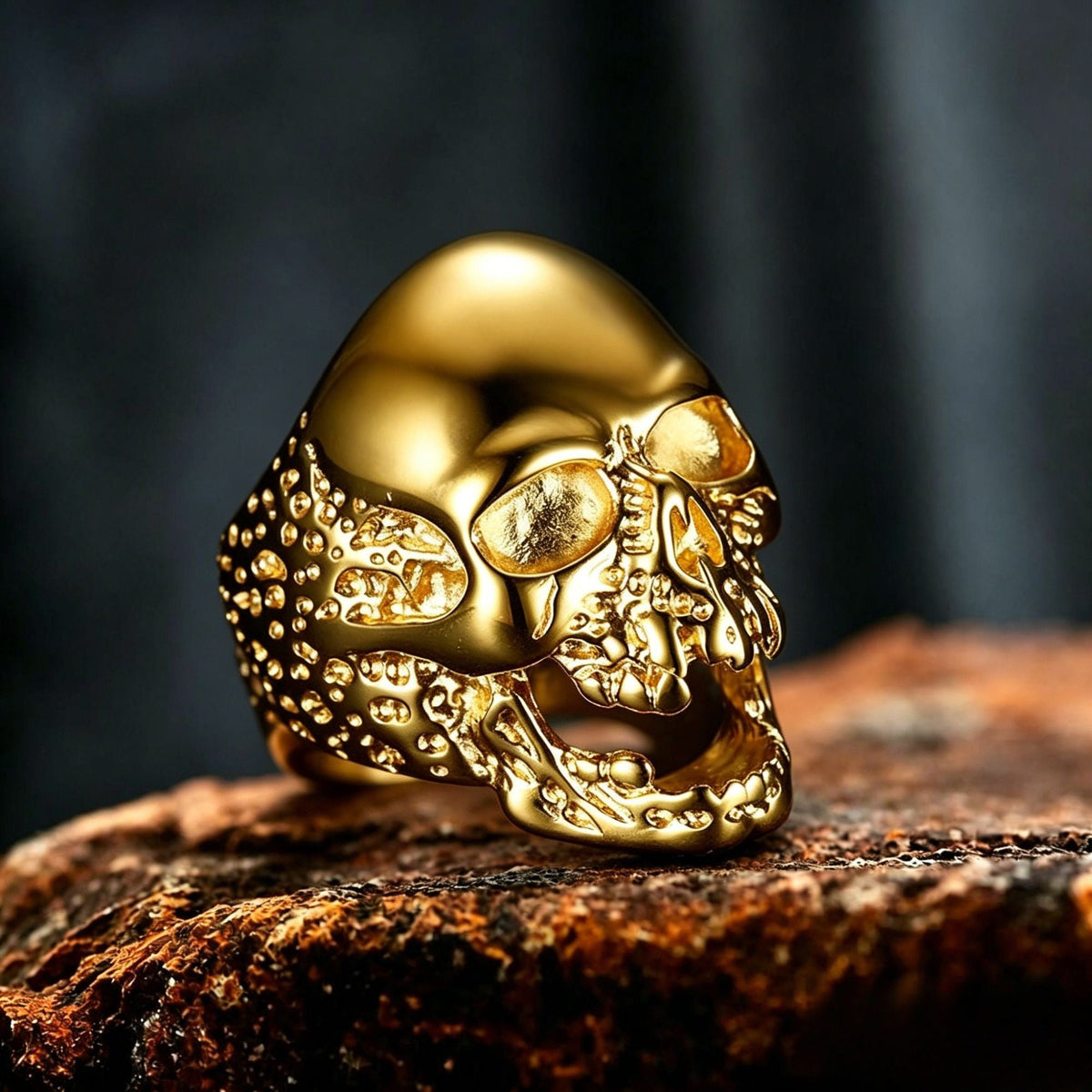 Eroded Broken Skull Statement Ring