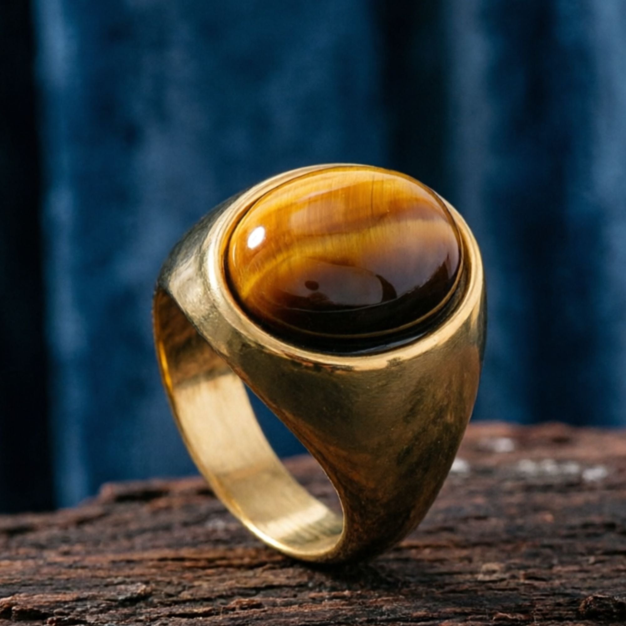 Oval Cabochon Gemstone Signet Ring