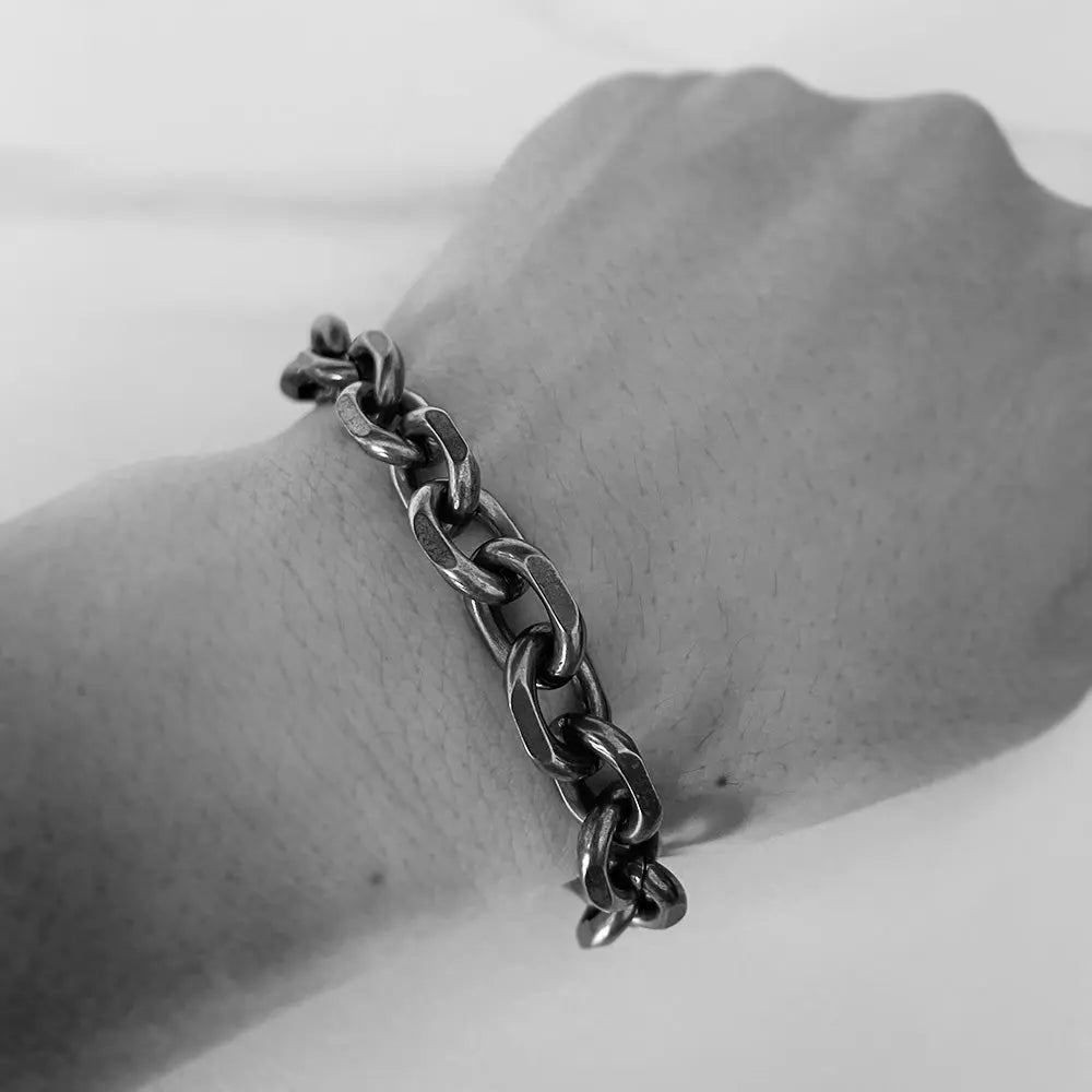 Cable Link Barbell Toggle-Clasp Stainless Steel Bracelet