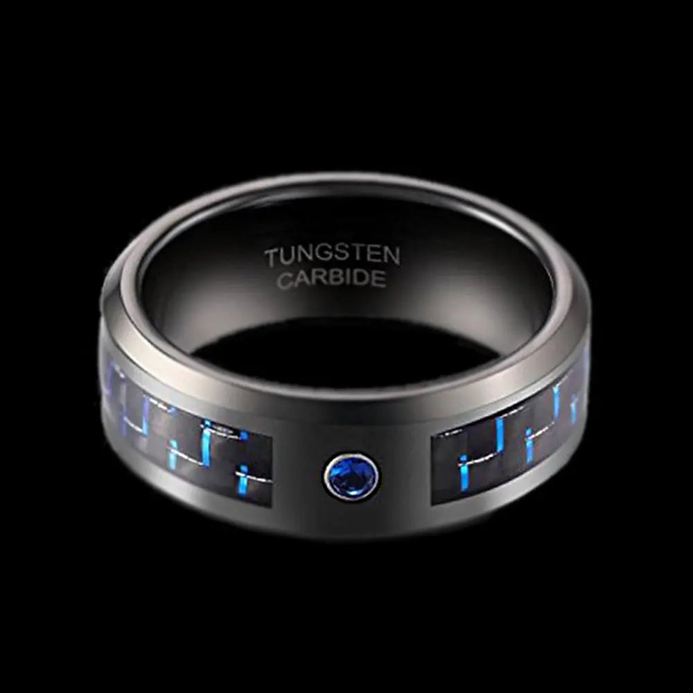 Carbon Fiber Inlay Tungsten Carbide Ring
