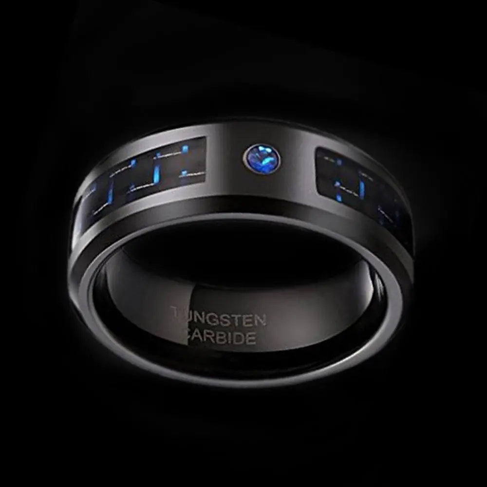 Carbon Fiber Inlay Tungsten Carbide Ring