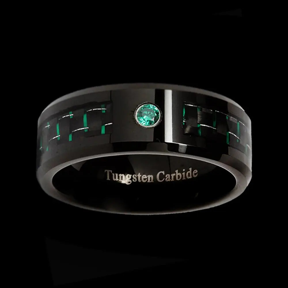 Carbon Fiber Inlay Tungsten Carbide Ring