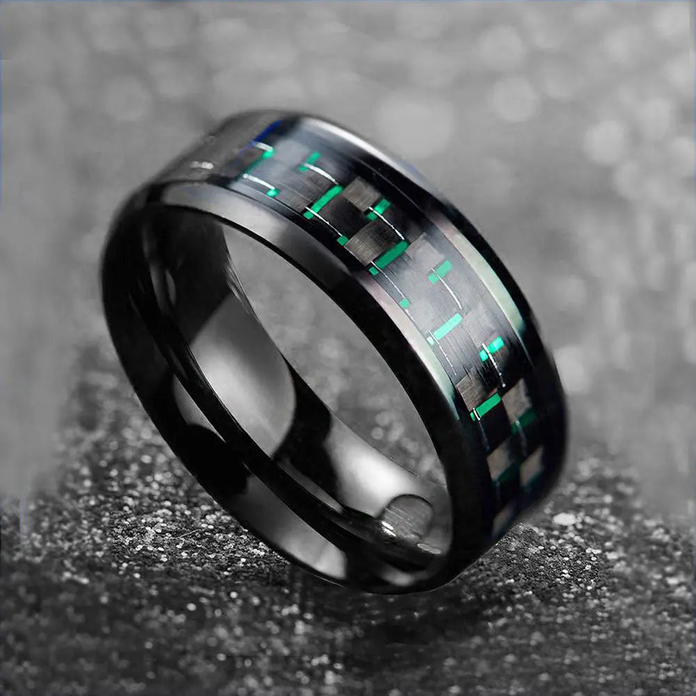 Carbon Fiber Inlay Tungsten Carbide Ring