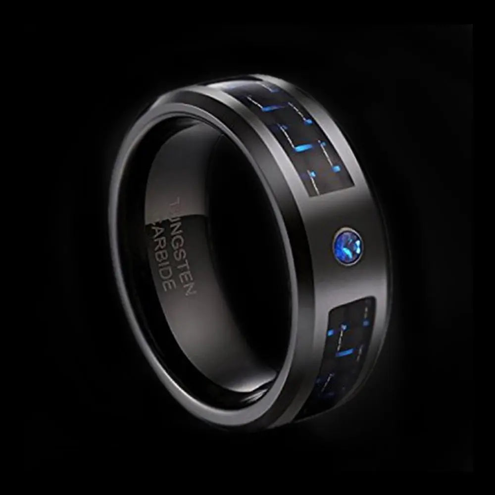 Carbon Fiber Inlay Tungsten Carbide Ring
