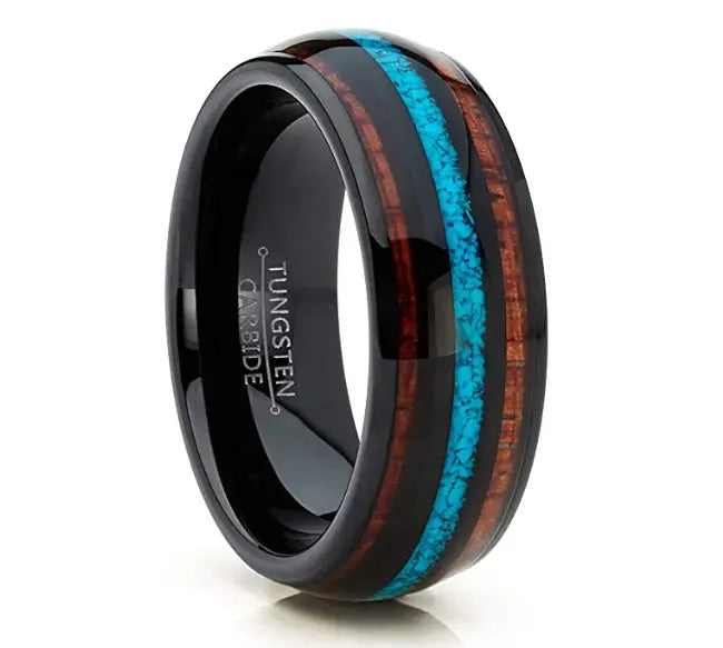 Carbon Fiber Wood Style Stainless Steel Ring