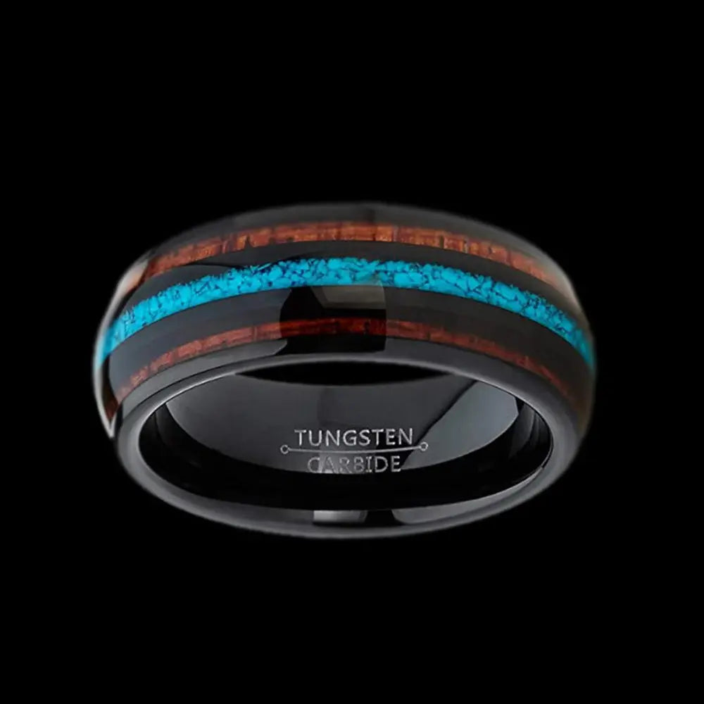 Carbon Fiber Wood Style Stainless Steel Ring