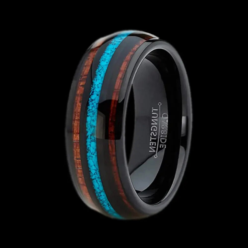 Carbon Fiber Wood Style Stainless Steel Ring